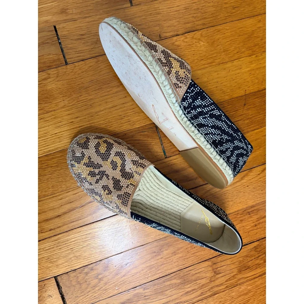 Brian Atwood Leopard Print Espadrilles in Tan and Black